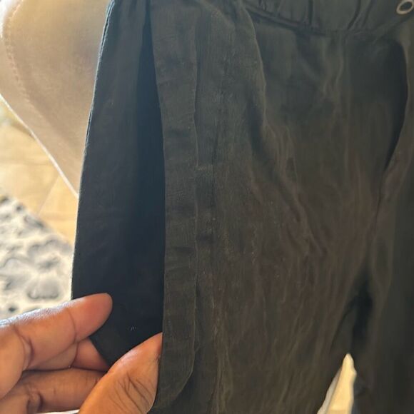 Enza Coza Women's 3/M Linen Easy Pants Solid Black Jogger Coastal Lightweight - Picture 5 of 9